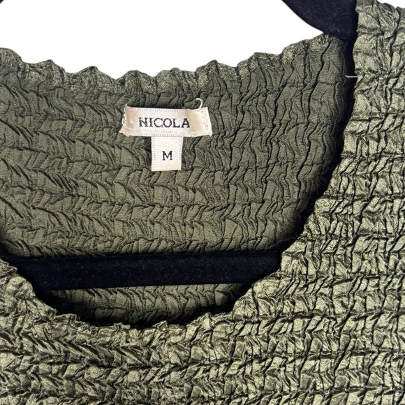 Y2K VTG Nicola Green Rouche Popcorn Tank Top Blouse Size Medium - Picture 2 of 10